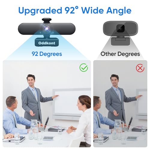 1080P Webcam with Microphone USB Web Cam Plug&Play Privacy Cover Adjustable Wide Angle Web Camera Computer Camera for Online Calling/Zoom/Teams/Facetime