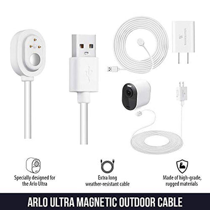 16ft/4.8m Weatherproof Outdoor Charging Cable with Quick Charge Adapter Compatible with Arlo Ultra/Ultra 2/Pro 3/Pro 4/Pro 5s (White) – NOT Compatible with Arlo Pro (6th Gen)/Essential Spotlight - size: 1 Pack, 16ft