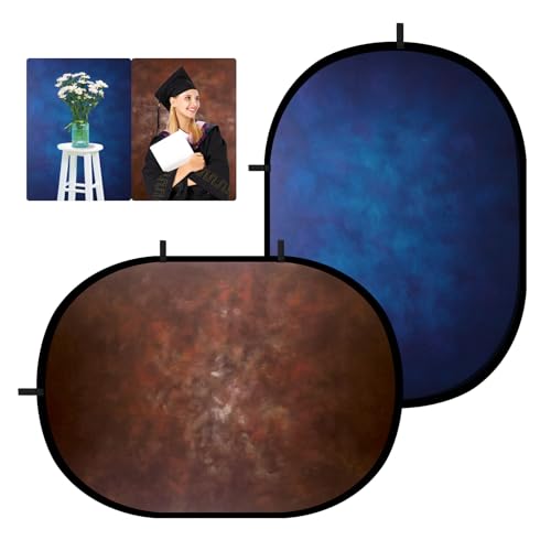 Selens 2 in 1 Portable Backdrop Double Side of Collapsible Backdrop for Portrait Photography, Video, Live Stream,55.12 * 78.75inches(Blue/Brown) - color: blue/brown