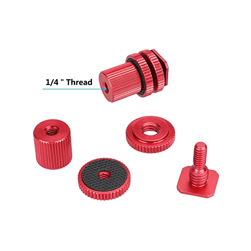 CAMVATE Camera Hot Shoe Mount to 1/4"-20 Female Thread Screw Adapter for DSLR Camera Rig (Red,2 Pieses)-3064