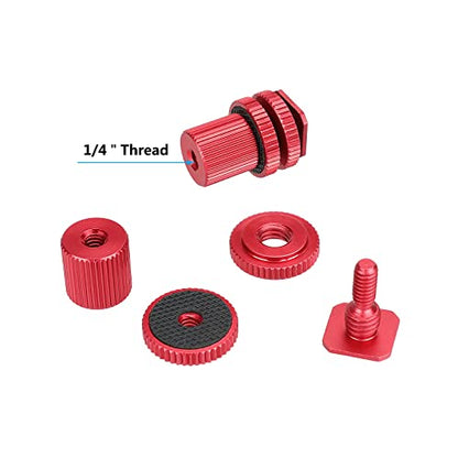 CAMVATE Camera Hot Shoe Mount to 1/4"-20 Female Thread Screw Adapter for DSLR Camera Rig (Red,2 Pieses)-3064