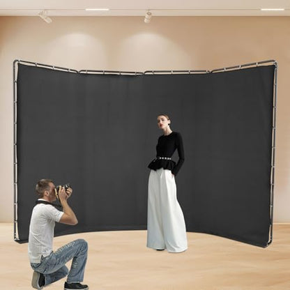13.12ft X 7.87ft Portable Large Chromakey Black Screen Backdrop, Photography Backdrop Stand with Black Cloth, Backdrop Stand for Live Videos, Video Conference, Photographic Studio, Streaming Etc