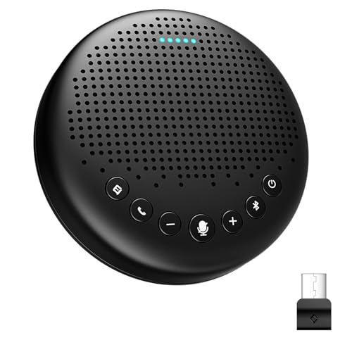 EMEET Conference Speaker and Microphone Luna 360° Voice Pickup w/Noise Reduction/Mute/Indicator USB Bluetooth Speakerphone w/Dongle for 8 People Daisy Chain for 16 Compatible with Leading Software - size: Black Luna for 8