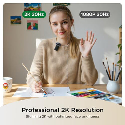 UGREEN FineCam Pro 2K Webcam Support 1080P@60Hz for PC/Mac, 1/2.55" Sensor, Face AE, AI Noise-Canceling Mic, Gesture Control, Auto Focus for Streaming, Conference, OBS, Zoom, Switch 2, Privacy Cover