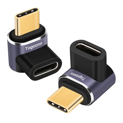 90 Degree Right Angle USB C Adapter (2 Pack), USB Type-C Male to Female Extender Connector, 40Gbps, 8K@60Hz Compatible with MacBook Pro/Air, iPhone 15/15 Pro Max, iPad Pro, Tablet, Phone, More - color: USB C 90 degree, size: 2 Pack