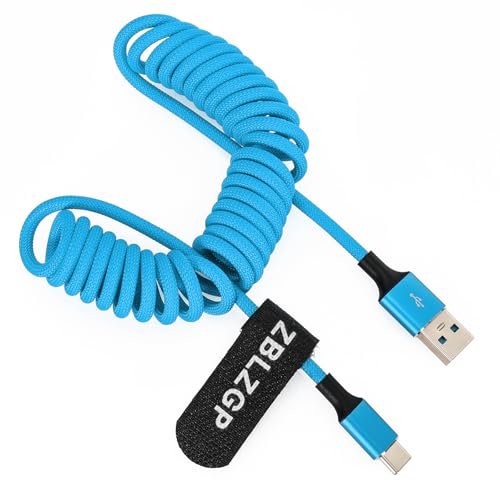 USB C to USB A Cable, High Speed Data Transfer, Ideal for Canon EOS M6 Mark II, Sony A6600, Nikon D5600 D90 D7000 D3100 - color: Blue Braided, style: USB-A to USB-C