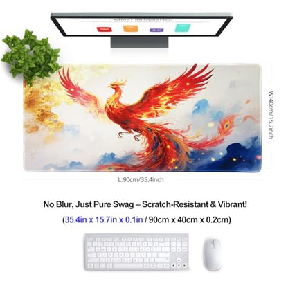XXL Gaming Mouse Pad 35.4x15.7 Professional Large Mouse Pad & Computer Game Mouse Mat-90x40 Phoenixcmh - color: 90x40 Phoenixcmh, size: 35.4L x 15.7W inches