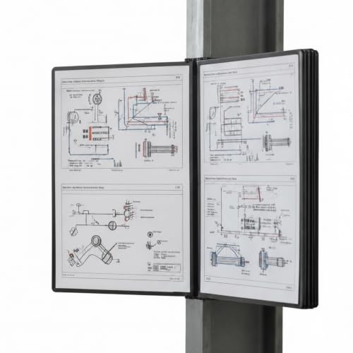 Tarifold Wall Mount Reference Organizer Display System, 10 Double-Sided Pockets, 20 Sheet Capacity, Durable Metal Base, Expandable, Easy-Load Polypropylene Pockets, Black - color: Black, style: Wall Mount