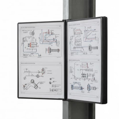 Tarifold Wall Mount Reference Organizer Display System, 10 Double-Sided Pockets, 20 Sheet Capacity, Durable Metal Base, Expandable, Easy-Load Polypropylene Pockets, Black - color: Black, style: Wall Mount