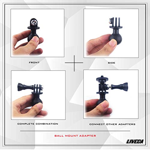 Ball Mount Adapter Compatible Gopro Hero Series/AKASO/SJCAM/DJI/OSMO/Action Camera, Compatible with RAM Ball Head Mounts, Rotating Ball Head Mount with Metal Screws