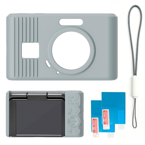 Case for Kodak PIXPRO C1 accessories,Soft Silicone Protective Case,Comes with 2 Screen Protectors and 1 Wrist Strap - Grey - color: Grey