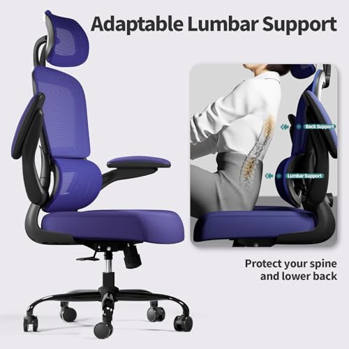 TRALT Office Chair Ergonomic Desk Chair, 330 LBS Home Mesh Office Desk Chairs with Wheels, Comfortable Gaming Chairs (1, Violet) - color: Violet