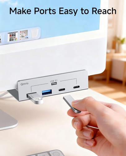 USB Hub 3.1, 10Gbps Clamp USB Hub with 2 USB-A Data Ports, 2 USB-C Port with Extra Power Supply Port (Silver) - color: Silver