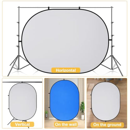 Kate Collapsible Pop-Up Backdrop for Self-Tape Auditions, Professional Headshots, Video Conferencing & Live Streaming - Portable Photography Background (5'x6.5' / 1.5x2m, Blue/Gray) - color: Blue/Gray