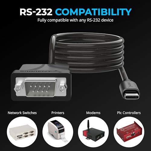 SABRENT USB-C to DB9 Serial RS-232 Adapter Cable 6FT, Prolific PL2303GS Chipset, USB 2.0, 1bps-12Mbps Baud Rate, for POS Terminals, Modems, GPS, Industrial Devices (CB-D9C6) - size: USB-C 6FT – RS-232