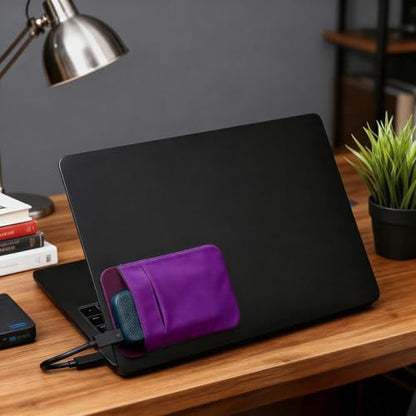 Portable Hard Drive Sleeve 2-Pocket Stick on Pouch with Reusable Adhesive SSD Hard Drives Carrying Case Computer Accessories Pouch Holder for Most Laptop External Solid State Drive Mouse USB Cable - color: Purple