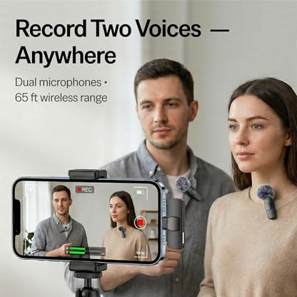 Mini Mic Pro (Latest Model – #1 Microphone for iPhone & Android, Wireless Mini Microphone, Clear Voice, Noise Cancelling, Lavalier Mic for TikTok, YouTube & Interviews - style: All iPhones & Androids (USB-C + Lightning)