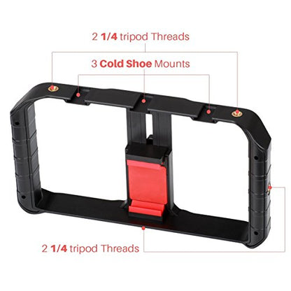 Ulanzi U Rig Pro Video Rig for iPhone, Phone Stabilizer Rig w Triple Cold Shoe Mount,Phone Tripod Mount for iPhone 16 15 14 13 12 11 Pro Max XS Max X 8 plus OnePlus 7 Pro Samsung Google Pixel Vlogging