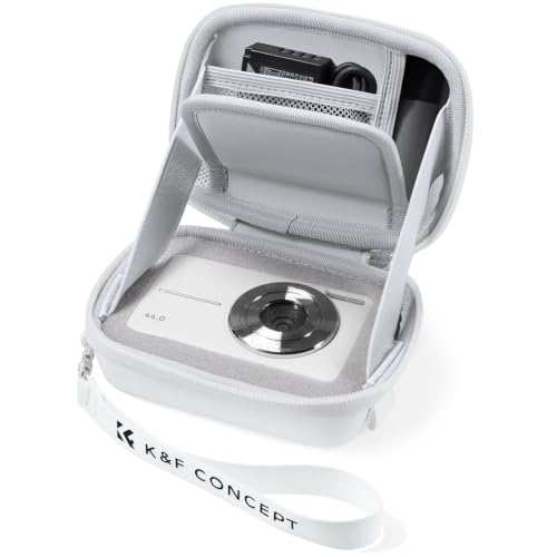 K&F CONCEPT Carrying Case for Digital Camera, Small Hard Shell Protective Case Compatible with CAMKORY/for Kodak Pixpro FZ55/FZ45 / for Canon PowerShot (Case Only) - color: White