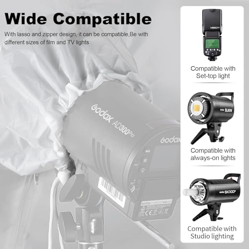 Godox UB-130S 51.2" 130cm Parabolic Deep Reflective Umbrella Silver Inner Photography Studio Soft Light Umbrella with Withe Diffuser Cover for Video Studio Shooting (130Silver) - color: Silver, size: 51.2"