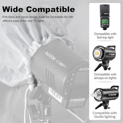 Godox UB-130S 51.2" 130cm Parabolic Deep Reflective Umbrella Silver Inner Photography Studio Soft Light Umbrella with Withe Diffuser Cover for Video Studio Shooting (130Silver) - color: Silver, size: 51.2"