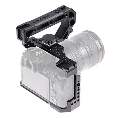 Z5 Z6 Z7 Cage, Hersmay Camera Cage with Top Handle for Nikon Z5/ Z6/ Z7/ Z6II/ Z7II Mirrorless Camera with Cold Shoe,ARRI Handle Locating Holes,Multiple 1/4" 3/8" Screw Holes - size: For Nikon Z5/ Z6/ Z7/ Z6II/ Z7II
