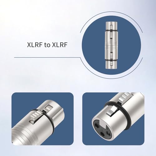 XLR Female to Female Adapter (2-Pack) - Nickel-Plated 3-Pin Microphone Connector Coupler for Professional Audio Equipment, Studio & Live Sound - color: XLR F TO F