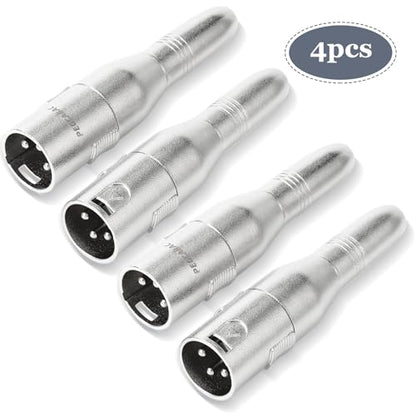 XLR 3 Pin Male to 1/4" 6.35mm Female Jack Socket Audio Adapter, Professional Grade Conversion Adapters, Audio Cable Mic Cord Adapter Plug, Silver 4-Pcs - size: XLR Male, style: 4 pcs