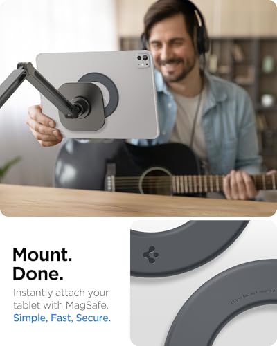 Spigen OneTap Clamp Tablet Stand Designed for All iPad/Pro/Air/Mini Models Compatible with 8.3" / 10.9" / Pro 11" / 12.9" / 13" Premium Adjustable Multi-Angle Magnetic Stand - Space Gray - size: Clamp Tablet Stand