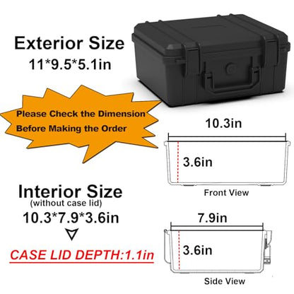 Ant Mag Waterproof Hard Case with Pick & Pluck Foam - 10.3x7.9x4.7 inch Interior - Protective Travel Storage Box for Cameras, Drones, Tools & Equipment - style: 10.3*7.9*3.6in/4.8liter
