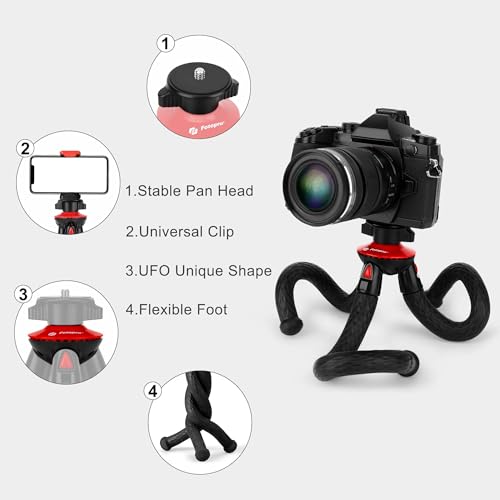 Fotopro Flexible Phone Tripod Bendable for Mini Camera Handheld Tripod Stand for Phone Vlogging Travel Video - style: UFO tripod