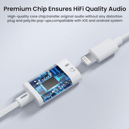 USB C to Lightning Headphone Audio Adapter, USB C Male to Lightning Female Earbuds Audio Adapter Compatible with iPhone 17/Air/16/16e/15 Plus/Pro/Max/15, iPad Pro, iPad Air 6/5/4, MacBook (No Charge) - color: White