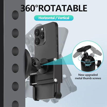 Vinkqiado Gym Magnetic Phone Holder, All Metal Magnet Base Phone Mount for Gym Equipment, Tractor, Refrigerator, Forklift, or Any Ferrous Metal Surface, Compatible with All Smartphones - size: 66mm Base