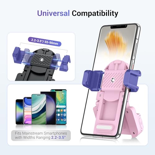 Phone Camera Grip Smartphone Photography Shooting Clip with Tripod Mount & Detachable Wireless Shutter Remote Control, Phone Selfie Grip Handle Stand for iPhone Samsung Android Phone Vlog Video Pink - color: Pink