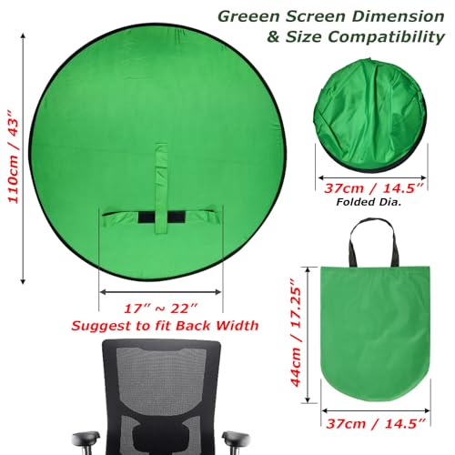 Cosmos 1 Pc Green Screen Backdrop 43 in / 110 cm Diameter Foldable Portable Photography Background Green Screen Chroma Key Backdrop for Photography Photo Video Studio, Live Streaming, Video Meeting - color: Green Screen
