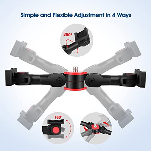 ChromLives Dual Cold Shoe Mount Universal Cold Shoe Adapter with 1/4" Thread Holes Rotatable Camera Shoe Extension Bracket for Microphone,Led Light