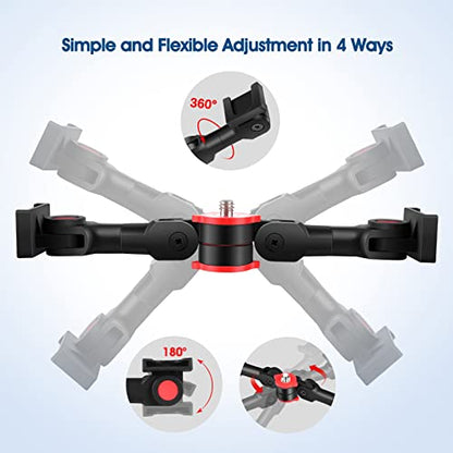 ChromLives Dual Cold Shoe Mount Universal Cold Shoe Adapter with 1/4" Thread Holes Rotatable Camera Shoe Extension Bracket for Microphone,Led Light