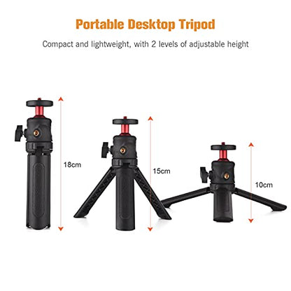 Andoer Multifunctional Smartphone Video Kit Including Universal Phone Tripod Mount with Dual Phone Holders 4 Cold Shoe Mounts + Desktop Tripod for Vlog Live Streaming Oline Video Teaching Meeting