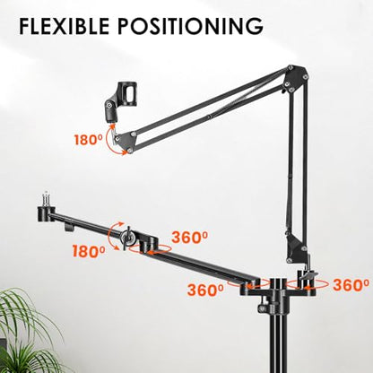 TARION Modular Desktop Arm Set - 18"/45 cm Adjustable Stand with Spigot Mount for COB Lights + 29.4"/75 cm (Max) Mic Boom Stand for Microphone Compatible with 35 mm Rods - Titanrig Arm Y - size: Arm Y (Light / Mic)