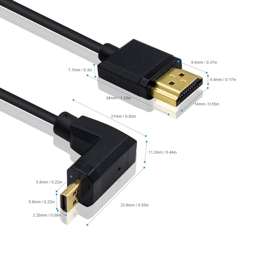 Duttek 4K Coiled 90 Degree HDMI to Micro HDMI Cable 1FT-4FT, Extreme Slim Down Angled Micro HDMI Male to HDMI Male Coiled Cable for 1080P, 4K, Ultra HD, 3D - size: Down Angled 1.2M