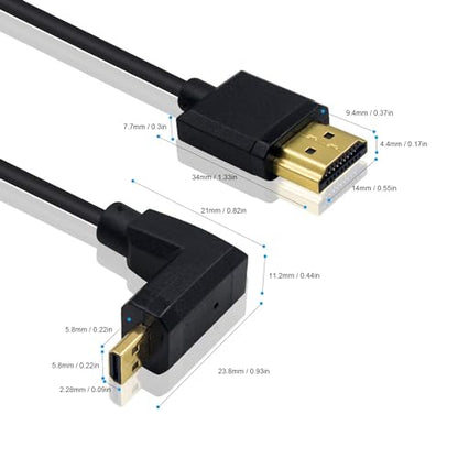 Duttek 4K Coiled 90 Degree HDMI to Micro HDMI Cable 1FT-4FT, Extreme Slim Down Angled Micro HDMI Male to HDMI Male Coiled Cable for 1080P, 4K, Ultra HD, 3D - size: Down Angled 1.2M