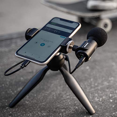 Shure MV88+ Video Kit Digital Stereo Condenser Microphone for iPhone, Android, Mac & PC - Portable Recording Mic with DSP Controls, Headphone Monitoring & Tripod, Black - style: MV88+ Wired KIT