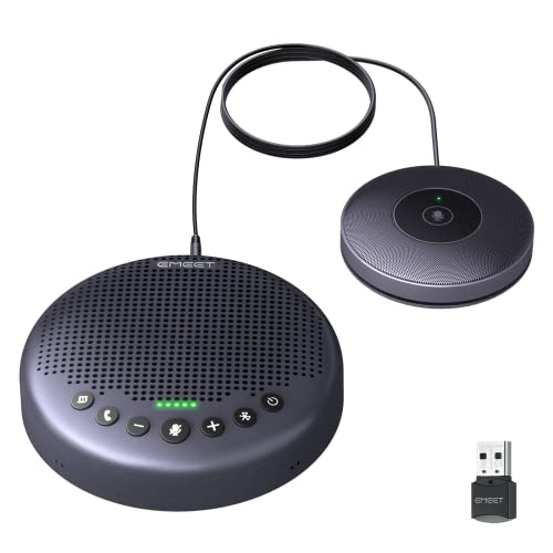 EMEET Conference Speaker and Microphone w/8+1 Mics, 360° Voice Pickup, Noise Reduce, Bluetooth/USB/Dongle Speakerphone for 14 People w/Daisy Chain for 25, Compatible w/Leading Platforms, 2025 Version - size: Luna Plus Kit for 14