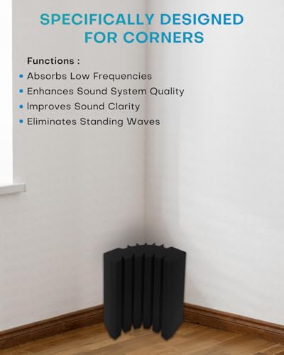 8 Pack - Bass Traps Acoustic Foam Corner, 9.8x9.8 * 4.7'' Black Bass Traps Corner Studio Foam, High Density and Fire-Proof Bass Traps Acoustic Panels Recording Studio Acoustical Treatments - size: 8Packs Bass Traps
