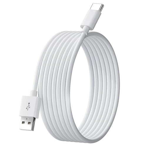 16.4FT/5M USB to USB C Long Cable, Type C Power Cord for Home Security Cameras, Power Charging and Data Transfer Cable for Phones Carplay Tablets Switch Pro Controller and More USB C Devices-White - color: White, size: 16.4ft/5m