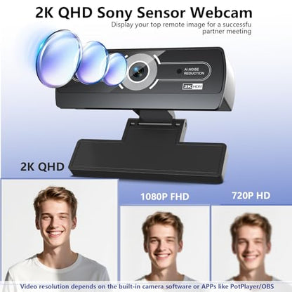 2K Webcam for PC - 2K Ultra HD Computer Camera with PDAF Autofocus, AI Noise-Canceling Mic, USB Plug & Play, 92° FOV & Auto Lighting Correction for Laptop & Desktop (Social Streaming Video Call) - style: 2K webcam