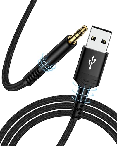 USB to 3.5mm Audio Cable 3FT, Braided USB-A to Aux Male to Male TRS Stereo Adapter Cord, USB 2.0 to 1/8” Jack Adaptor Auxiliary Cable for Headphones Speakers Amplifiers PC Laptop PS4 PS5 Windows Mac - color: Black, style: USB to 3.5mm