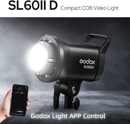 Godox SL60IID 70W LED Video Light, 18600Lux@1M 5600K LED Continuous Light, CRI96+ Bluetooth&Remote Control 8 Fx Effects, Compact Studio Light for Video&Photography