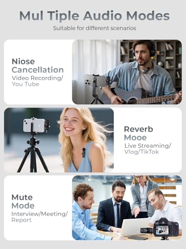 𝟕𝟎%𝐨𝐟𝐟 3-in-1 Wireless Lavalier Microphone: Mini Microphone 20H Battery, 80ft Range, DSP Noise Cancel - Plug & Play for iPhone Android, Live Streaming, Content Creators Programmes - color: Phantom Black