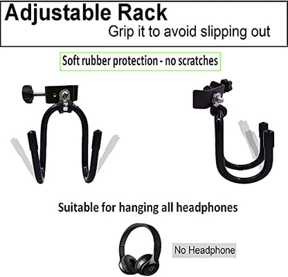 Pmsanzay Universal Hanger Stand, Black Metal with Rubber Pads, Fits 0.4" to 1.5" Tubing, Suitable for Headphones, Tambourines, Cords, etc.